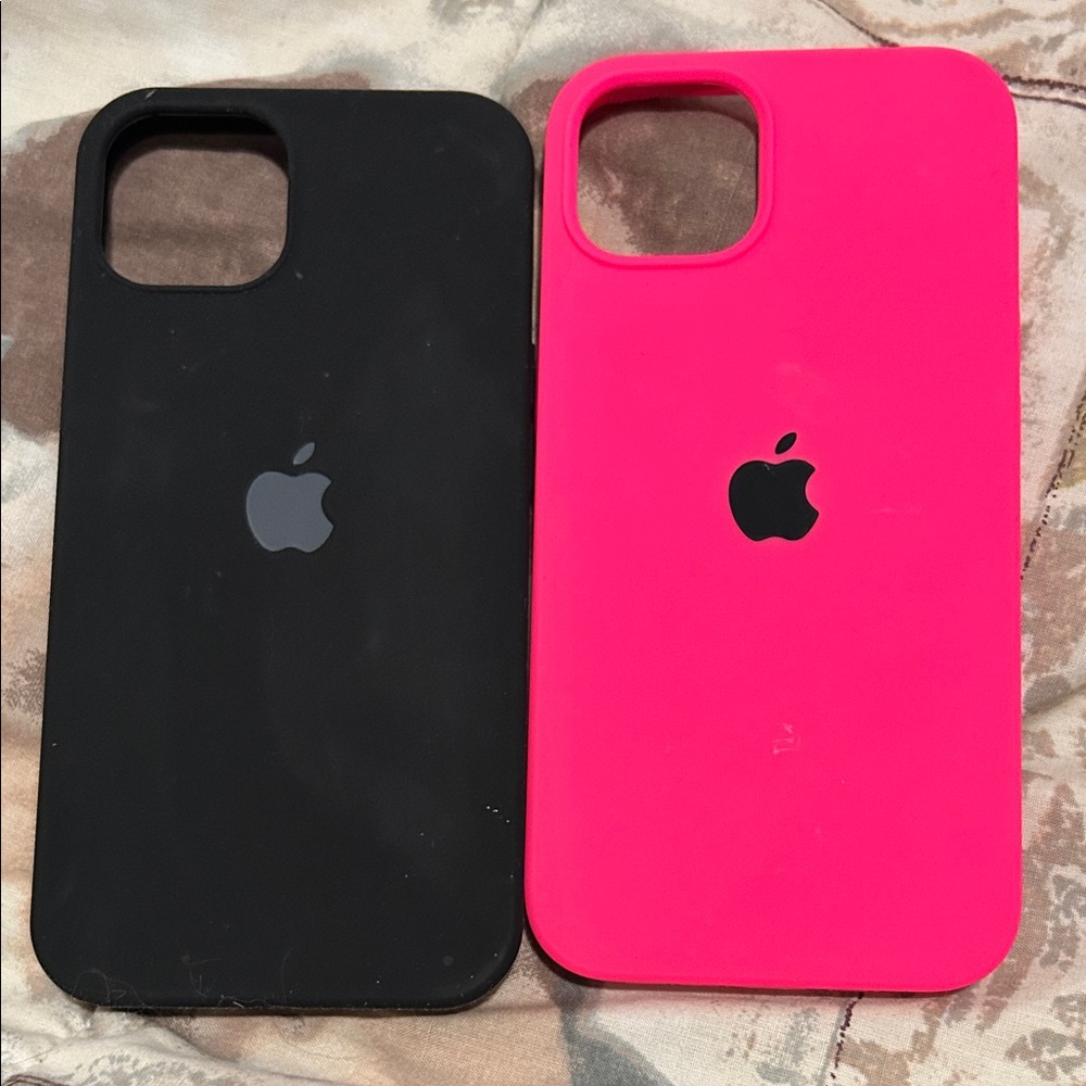 Apple Silicone iPhone Cases in Black and Pink Lot Of Two